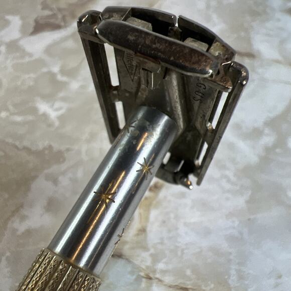 Vintage Gillette Lady Gold Star Burst Women's Safety Razor Barber Tool USA - Picture 6 of 13